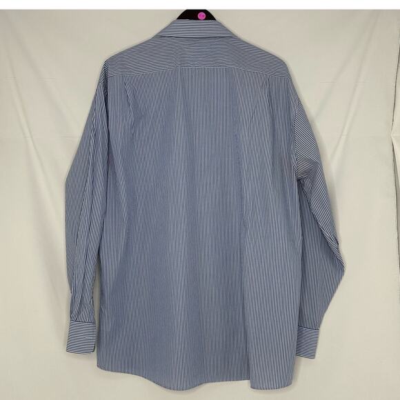 Tommy Hilfiger Mens Dress Shirt Regular Fit Blue Stripes 17 34/35 Business Work - Picture 4 of 5